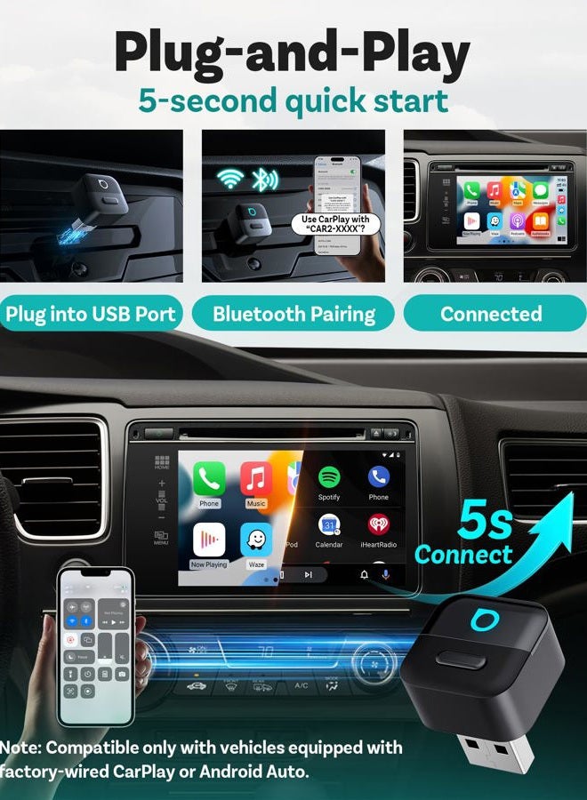 Ottocast Mini Pico, 2026 Upgrade 2in1 Wireless CarPlay & Android Auto Adapter, WiFi 6 +Bluetooth 5.4, Auto Reconnect, Plug & Play - Image 3