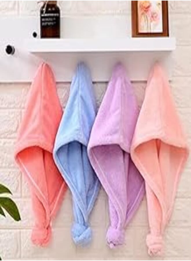 YOMNA - YOMNA Pack of 4 Pack Microfiber Hair Towel Wrap Magic Quick Dry Hair Drying Turban For Women, Super Absorbent Anti Frizz Bath Shower Head Cap For Wet Short Long Straight Curly Thick Pattern - Image 1