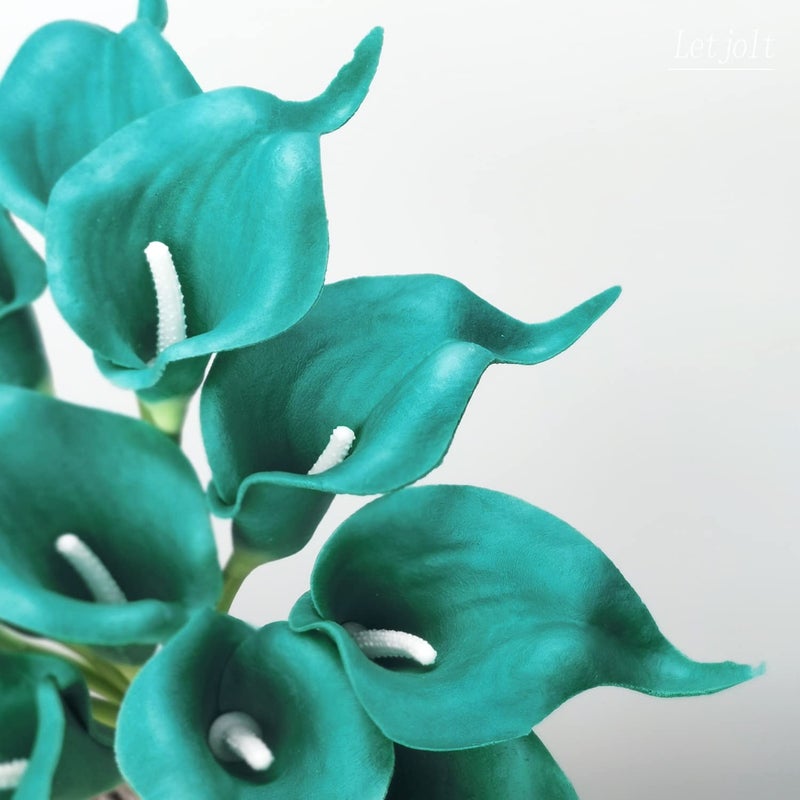 Letjolt Artificial Calla Lily Teal Flowers for Wedding Bouquet Flower 12Pcs Home Decoration Faux Calla Lilies Flower, Teal Blue - Image 3