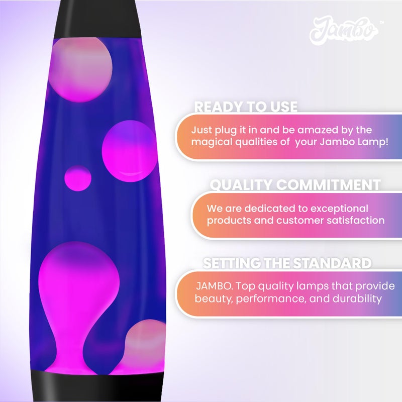 JAMBO 16" Beautiful Lamp- Purple with White/Pink Wax, Relaxing Liquid Lamp for Living Room Office Bedroom Adults Teens Kids, Magma Light, Night Light Nightlight, Home Decor - Image 3