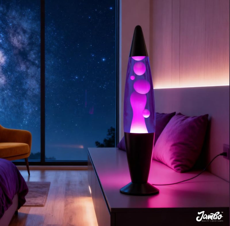 JAMBO 16" Beautiful Lamp- Purple with White/Pink Wax, Relaxing Liquid Lamp for Living Room Office Bedroom Adults Teens Kids, Magma Light, Night Light Nightlight, Home Decor - Image 2