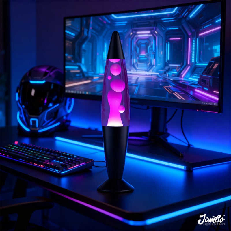 JAMBO 16" Beautiful Lamp- Purple with White/Pink Wax, Relaxing Liquid Lamp for Living Room Office Bedroom Adults Teens Kids, Magma Light, Night Light Nightlight, Home Decor - Image 5
