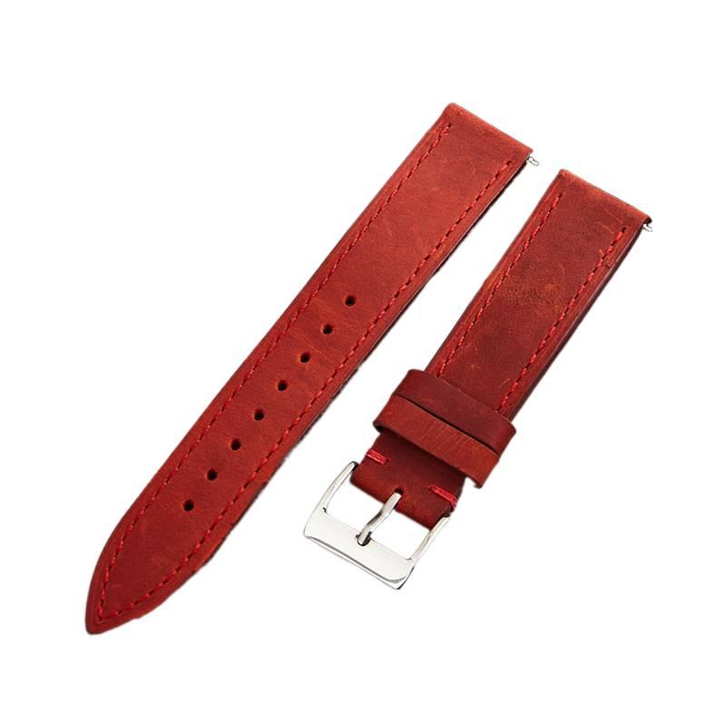 Red Classic Leather Strap Smartwatch Band Compatible with Samsung Galaxy Watch 8 with Adjustable Fit Replacement Strap for Daily Wear - JOVA - Image 1