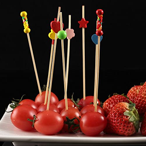 Adaamya 300 Pcs Cocktail Picks Cocktail Sticks Toothpicks Fruit Garnish Sticks Bamboo Toothpicks Party Supplies Mix Colors 300 - Image 2