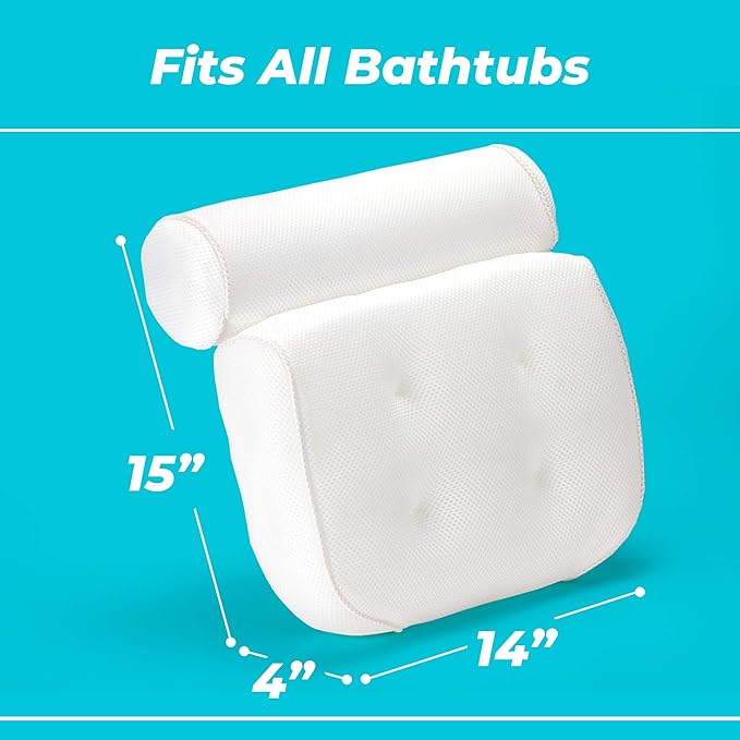 BATHTUB PILLOW FOR NECK AND BACK SUPPORT WITH DRYING HOOK BATHTUB PILLOW MACHINE HEADREST FOR SOAKING STRAIGHT BACK TUBS BATH ACCESSORIES MACHINE WASHABLE 6 SUCTION CUPS