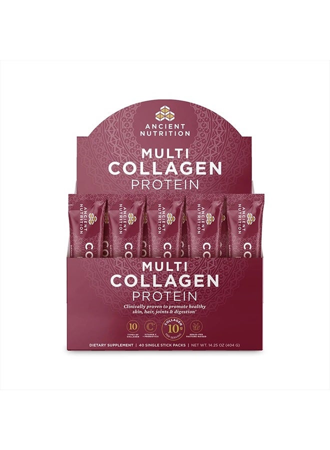 Ancient Nutrition Collagen Powder Protein, Unflavored Multi Collagen Powder Packets with Vitamin C, Pack of 40, Hydrolyzed Collagen Peptides Powder Packets Supports Skin and Nails, Gut Health  - Image 1