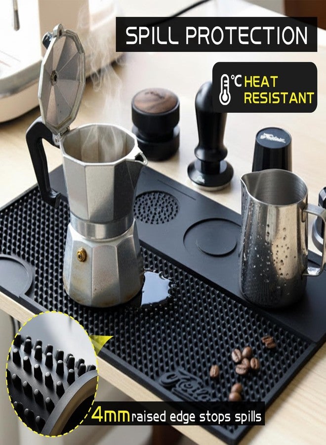 Feilair Espresso Tamping Mat, Silicone Coffee Bar Mats for Countertop,Espresso Tamping Station, Non-slip Dish Drying Mat,Espresso Machine Accessories,Espresso Organizer (Black，15.7"x9.8"x0.4") - Image 4