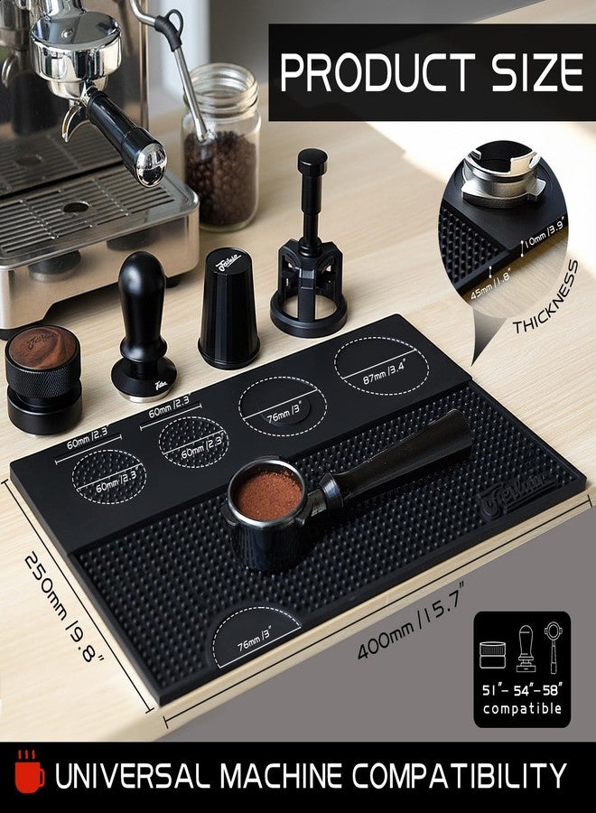 Feilair Espresso Tamping Mat, Silicone Coffee Bar Mats for Countertop,Espresso Tamping Station, Non-slip Dish Drying Mat,Espresso Machine Accessories,Espresso Organizer (Black，15.7"x9.8"x0.4") - Image 2