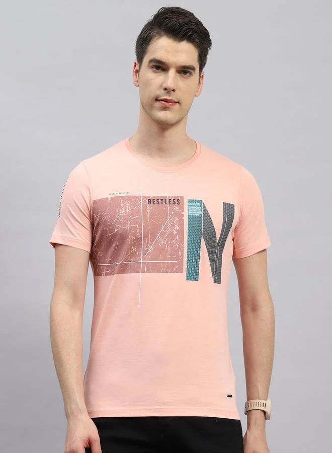 Monte Carlo Men Pink Printed T-Shirt - Casual & Comfortable by Styli