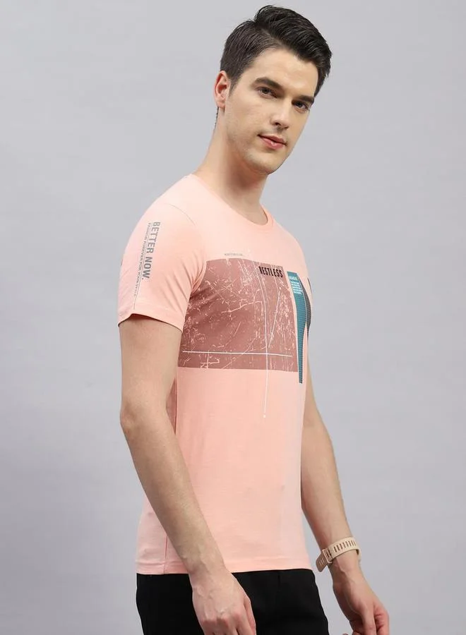 Monte Carlo Monte Carlo Men Pink Printed T-Shirt - Casual & Comfortable