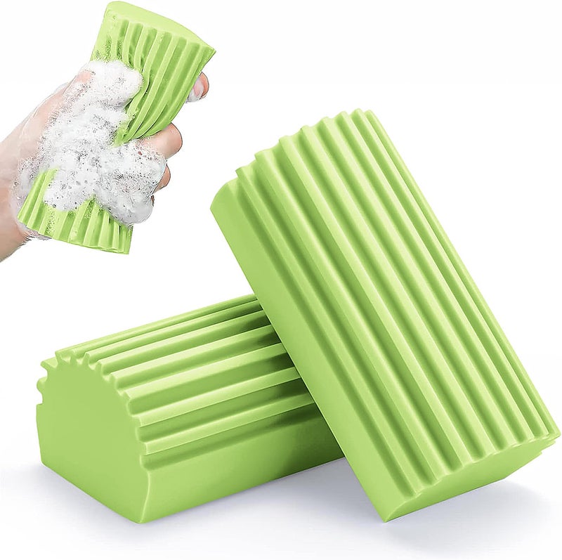2-Pack Damp Clean Duster Sponge  Magic Cleaning Sponge Baseboard Cleaner Duster Sponge Tool  Dusters For Cleaning Baseboards  Vents  Mirrors  Ceiling Fan & Cobweb  No Dust Flying And Spreading