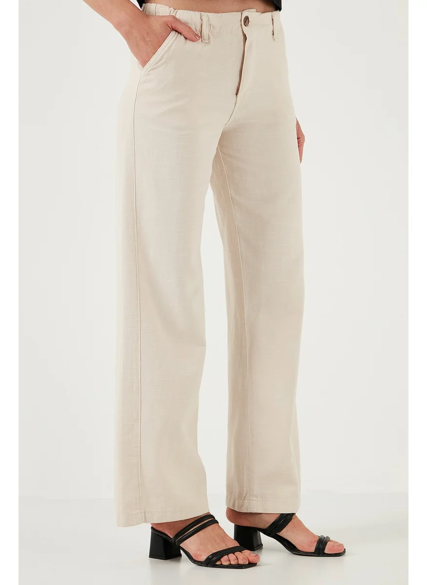 ليلا Cotton Standard Fit High Waist Wide Leg Pants Women's Pants 668yp5193