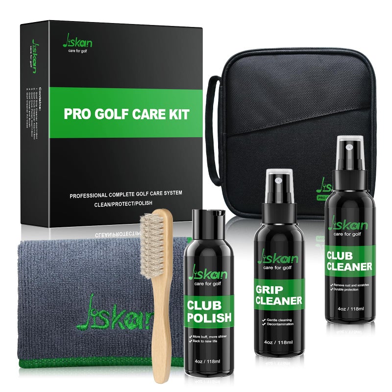 Jiskan Pro Golf Care Kit System Includes Golf Grip Cleaner Club Cleaner Club Polish Club Brush Golf Towel, Essentials Golf Accessories for Men Cool Golf Gifts for Men - Image 1