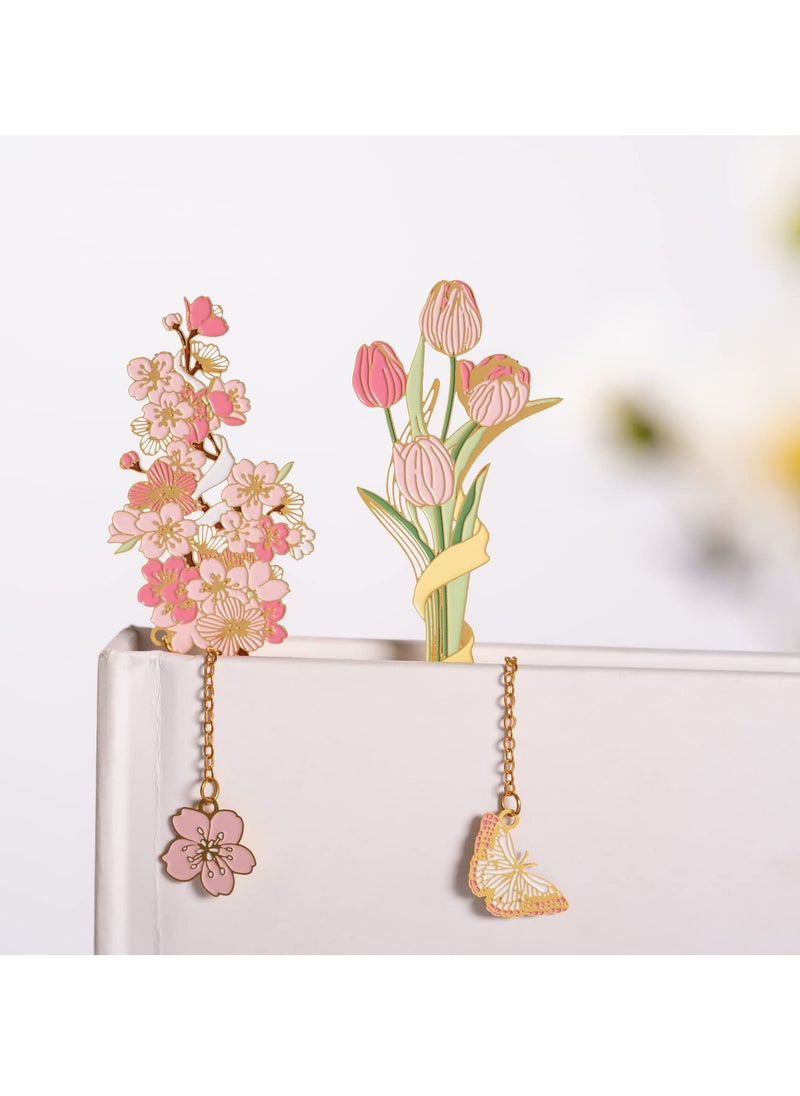 SYOSI - Metal Flower Bookmarks for Women, Cute Tulip Book Mark, Book Lovers Unique Gifts for Book Club Inspirational Gifts for Readers Book Markers for Friends Teacher Gifts - Image 1