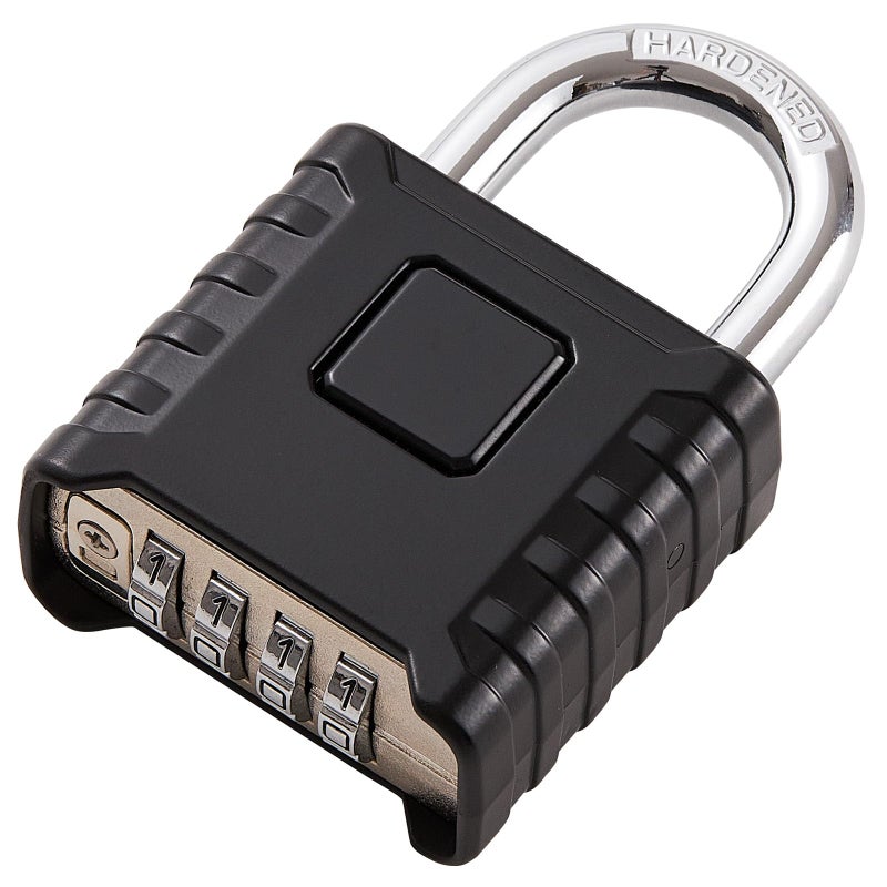 1 Pack disecu Large Heavy Duty 4 Digit Combination Lock One Touch Unlocking AntiError Feature High Security Outdoor Waterproof Padlock for School Gym Locker Fence Gate Storage Unit Black