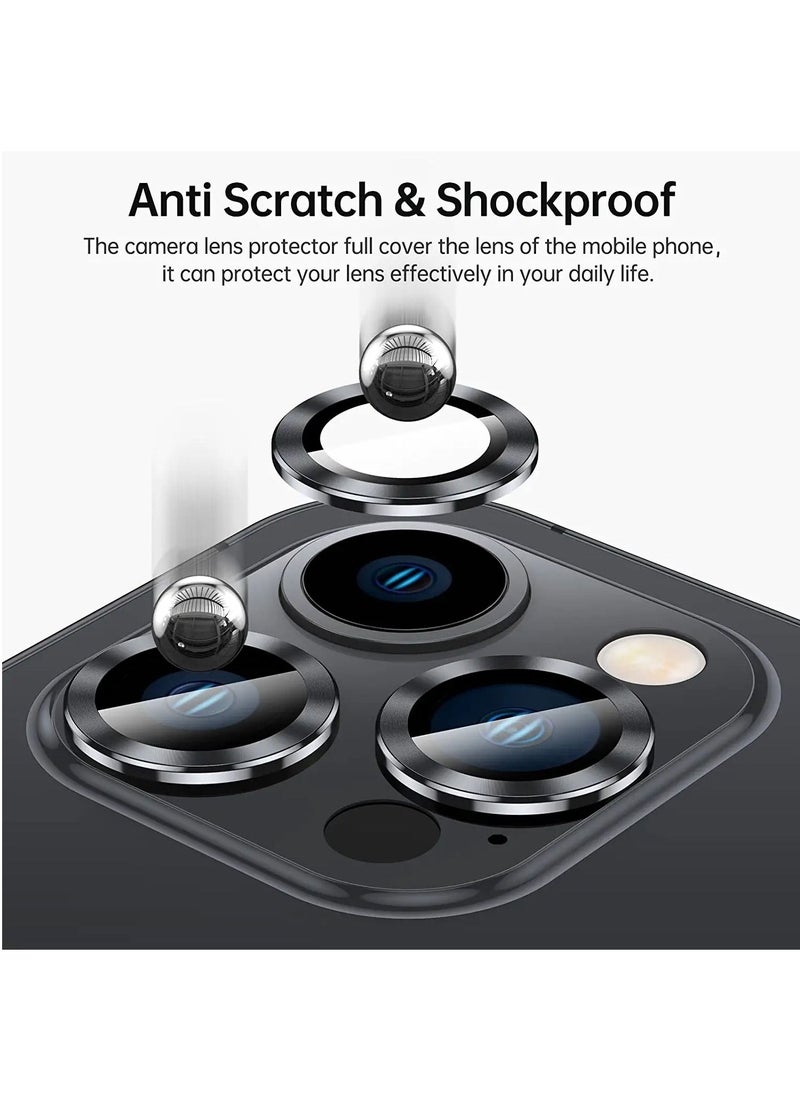 Rock Pow - 3+1  for iPhone 14 Pro Max (6.7 inch)/ iPhone 14 Pro (6.1 inch) Camera Lens Protector,Anti Scrach HD Tempered Metal Glass Camera Screen Protector Shockproof Cover Film,Graphite - Image 1