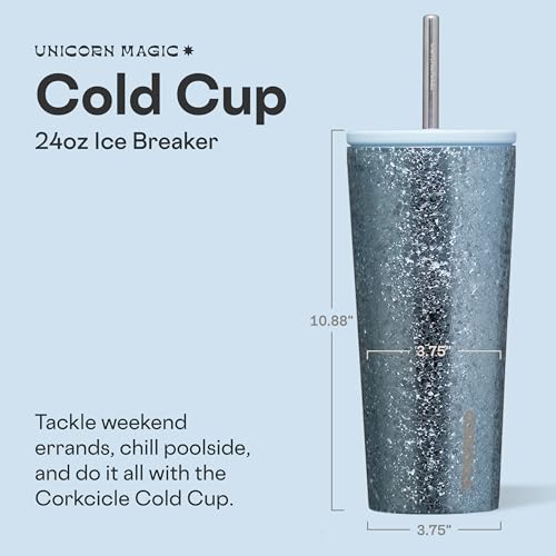 Corkcicle Cold Cup Triple Insulated Tumbler with Straw 12 Hours Cold LeakResistant Lid Easy Grip NonSlip Bottom Summer Drinkware Gift Keeps Drinks Ice Cold 24 oz Ice Breaker - Image 3