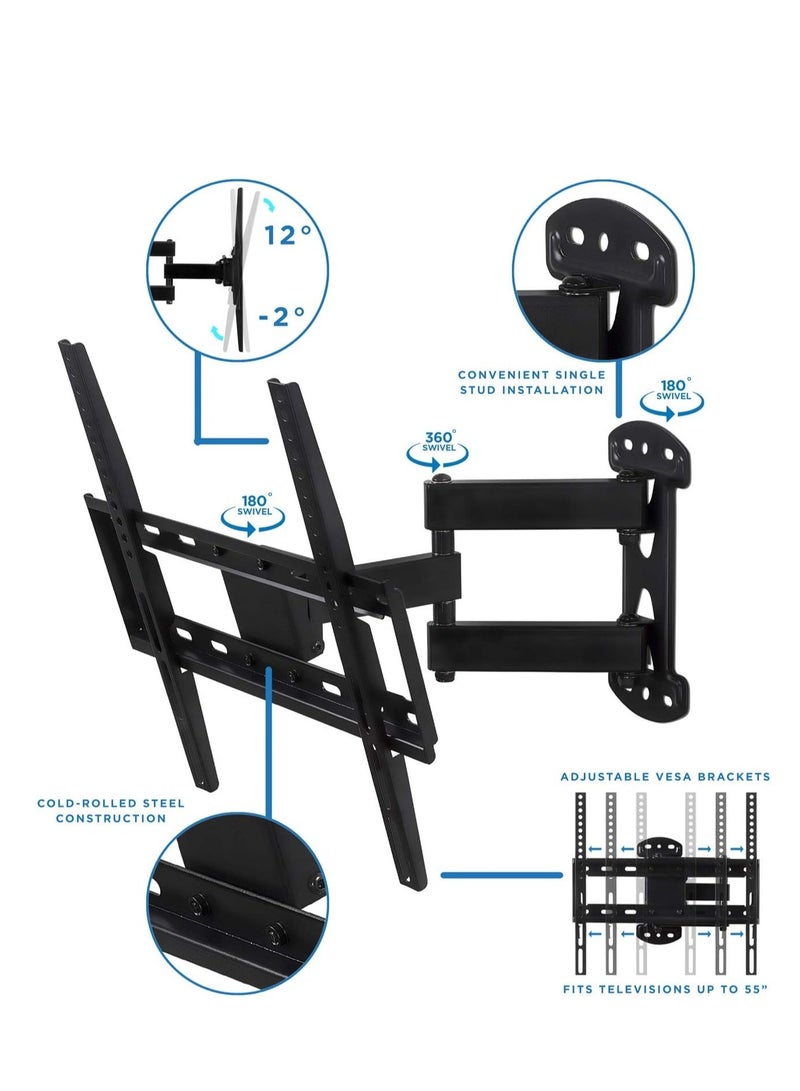 Enhance Your TV Setup with the Mount-It! Full Motion Corner TV Wall Mount Bracket: Perfect for VESA 400 x 400 TVs, Extendable Arm for Articulation, Swivel, Tilt - Ideal for 32-50 Inch TVs, Supports up - Image 3