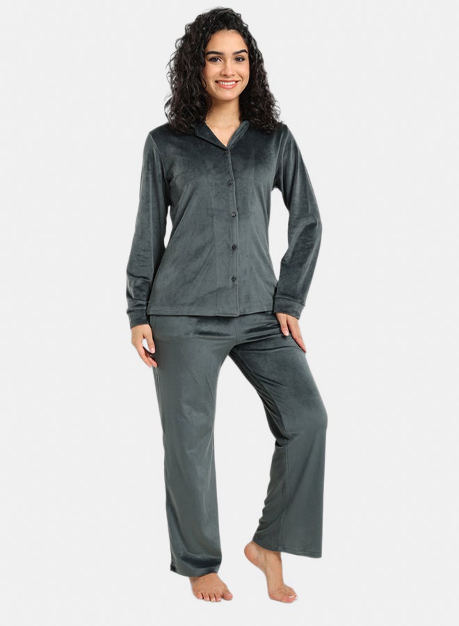 Carina Velvet Classic Pyjama Set - Image 1