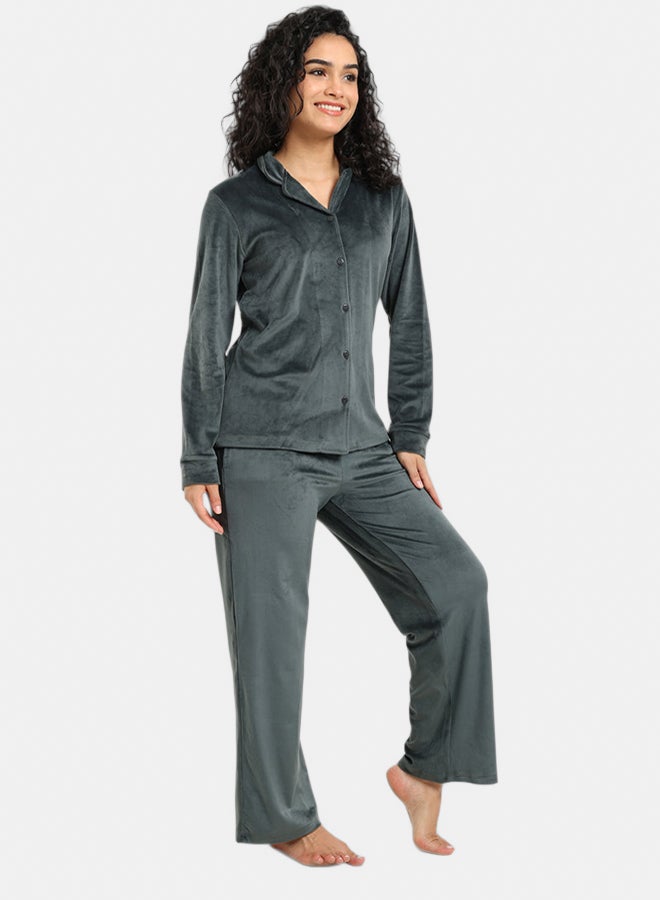 Carina Velvet Classic Pyjama Set - Image 2