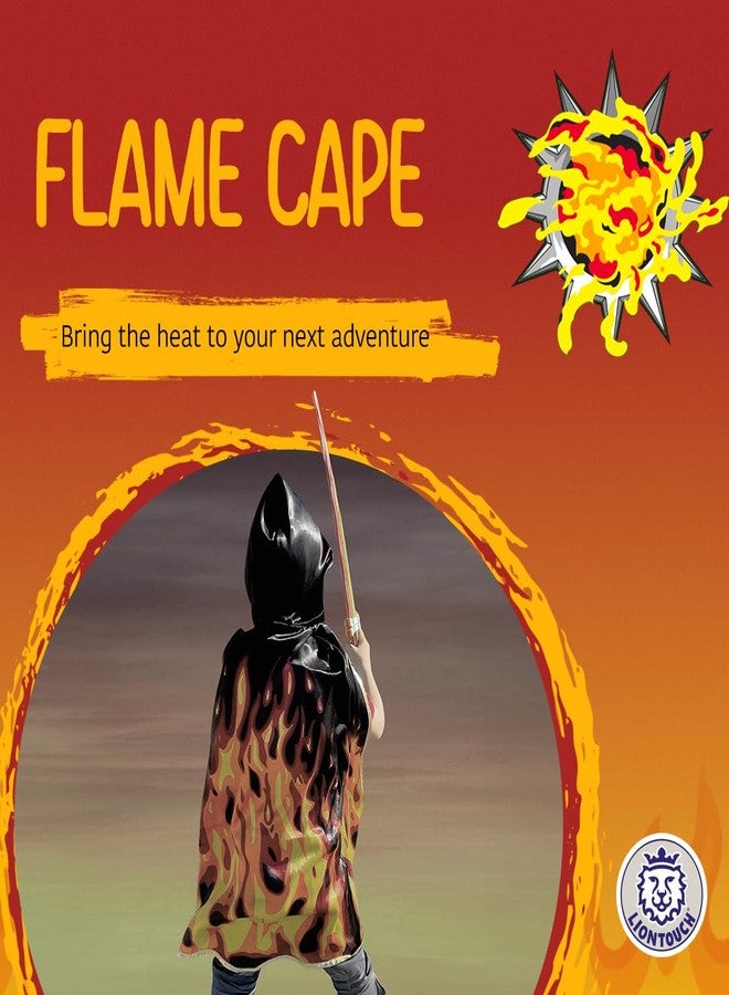 Liontouch - Fantasy Fire Flame Cape | Age 3-8 Years - One Size Fits All | Medieval Pretend Play Cloak for Boys & Girls | Ideal for Kid’s Roaring Fire Dress Up, Fancy Dresses & Royal Costumes - Image 2