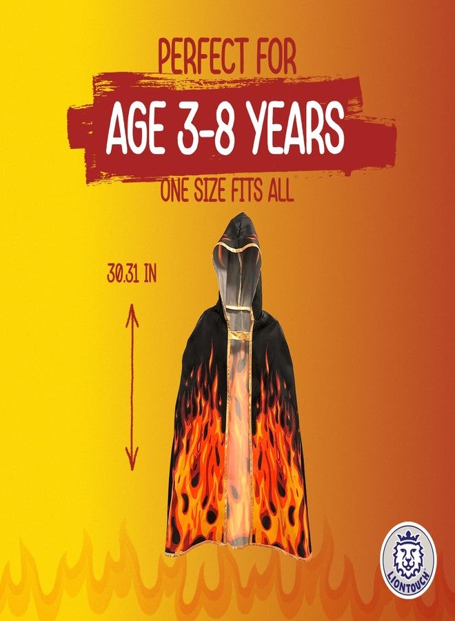 Liontouch - Fantasy Fire Flame Cape | Age 3-8 Years - One Size Fits All | Medieval Pretend Play Cloak for Boys & Girls | Ideal for Kid’s Roaring Fire Dress Up, Fancy Dresses & Royal Costumes - Image 5