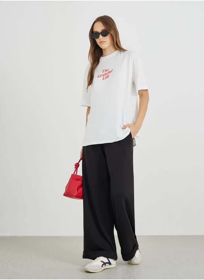 Take Two Take Two Slogan Print Oversized T-Shirt