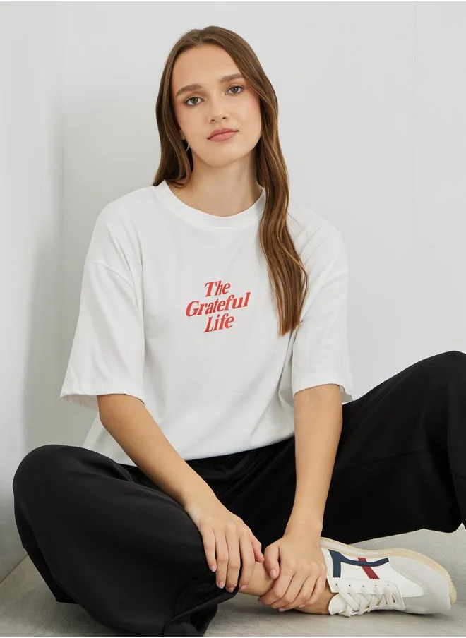 Take Two Take Two Slogan Print Oversized T-Shirt