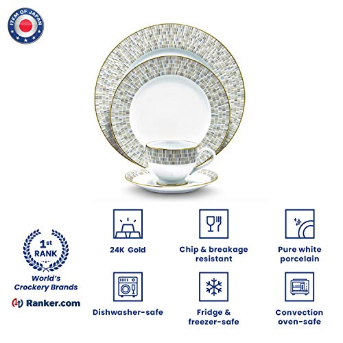 Noritake Japan - Porcelain Soup Bowls 6 pcs, Service for 6 - Luxury Dining and Kitchen Set - Hearth Collection Ville De Lumiere Golden Dinnerware Bowl Set - Image 3