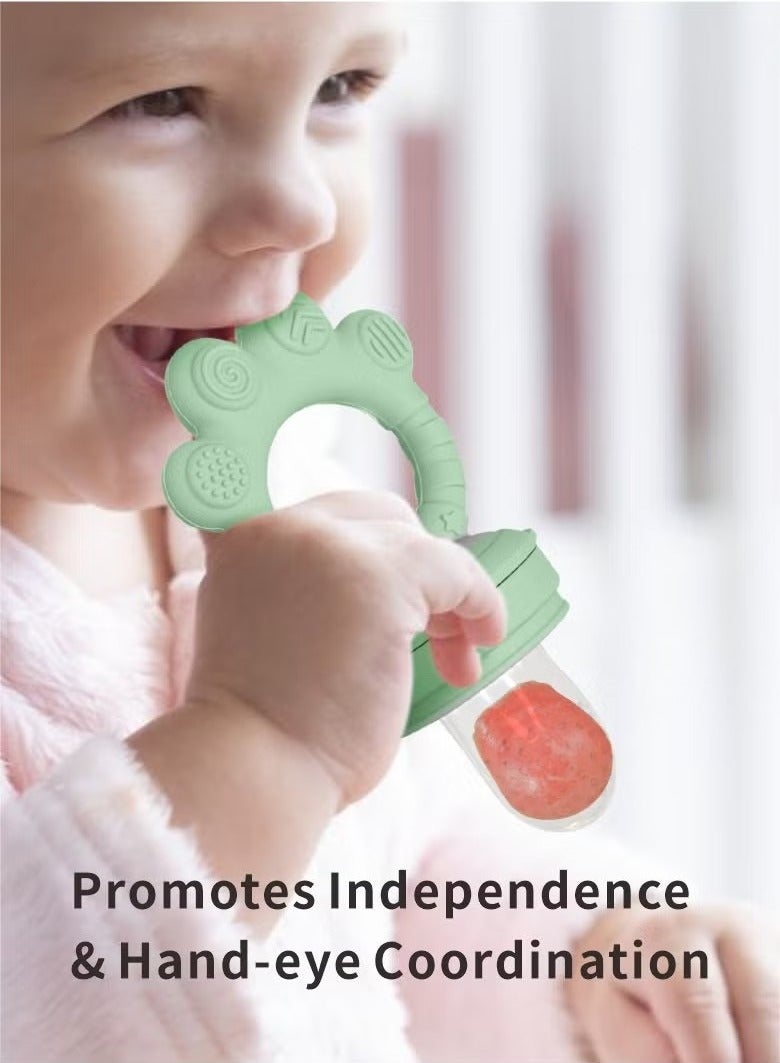 Baby Fruit Food Feeder & Mini Freezer Nibble Tray Combo, BPA Free Silicone Feeder for Safe Infant Self Feeding, 4 Month+ ,Green  - Image 5