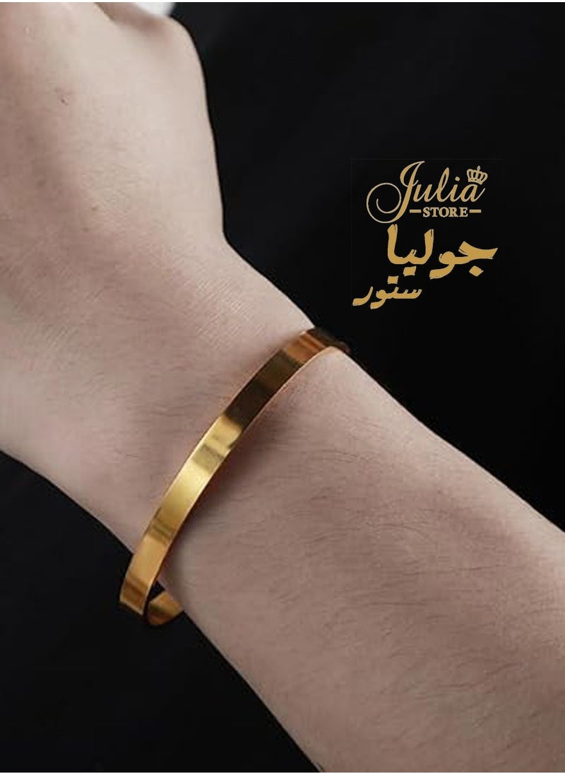 جوليا ستور - سوار ذهبي للرجال - سوار مطلي بالذهب عيار 18 قيراط للرجال من الفولاذ المقاوم للصدأ أساور الحب والصداقة من متجر جوليا - Image 1