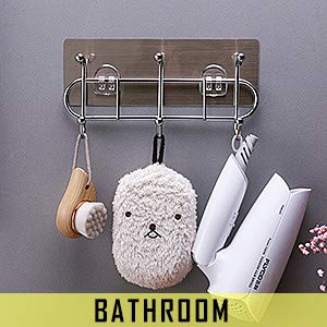 ZIVIK Stainless Steel Wall Hooks Upgraded Design Double Hook Utility for Towel Bathrobe Coats Bathroom Kitchen Waterproof and Oil Proof Nail Free Heavy Duty Wall Hook 3 Hook Silver 20 X 10 X 7 Cm - Image 4