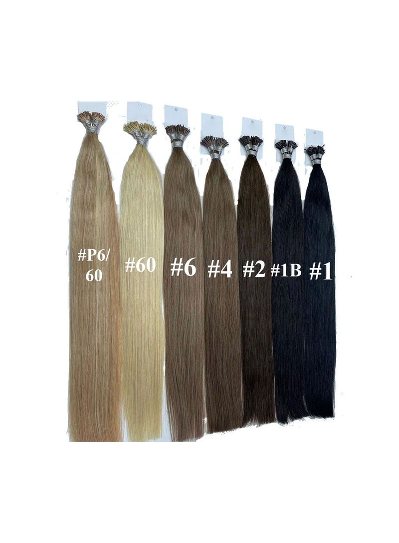 إستيل وصلات شعر من I Tip وصلات شعر بشري بطول 24 بوصة مع شعر طبيعي 100 خصلة وصلات شعر كيراتين بوند ناعمة طويلة الأمد ومضادة للتشابك اللون رقم 1B - Image 2