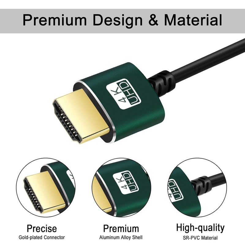 ثسوكوردز كابل HDMI رفيع من ، طوله 10 قدم، ناعم جدًا ورفيع، مرن للغاية، يدعم تقنية 4K بسرعة عالية @60Hz وبسرعة نقل بيانات 18 جيجابت في الثانية، دقة 2160p و1080p - Image 3