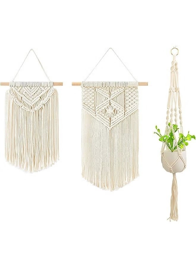 والالا 3 قطع من مفروشات الحائط المكرمية للتعليق على الحائط، لوحات فنية صغيرة منسوجة لتزيين المنزل لمعرض غرفة النوم وغرفة المعيشة - Image 4