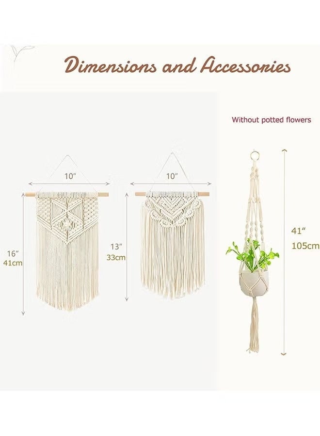 والالا 3 قطع من مفروشات الحائط المكرمية للتعليق على الحائط، لوحات فنية صغيرة منسوجة لتزيين المنزل لمعرض غرفة النوم وغرفة المعيشة - Image 3
