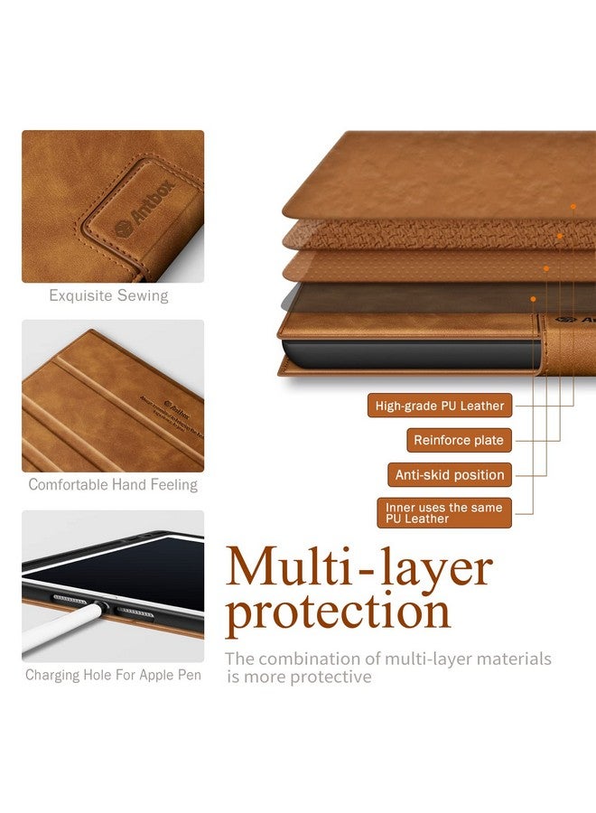 Antbox Case for iPad 9th Generation (2021) iPad 8th/7th Generation with Pencil Holder Auto Sleep/Wake Function PU Leather Smart Cover for iPad 10.2'' (Brown) - Image 4