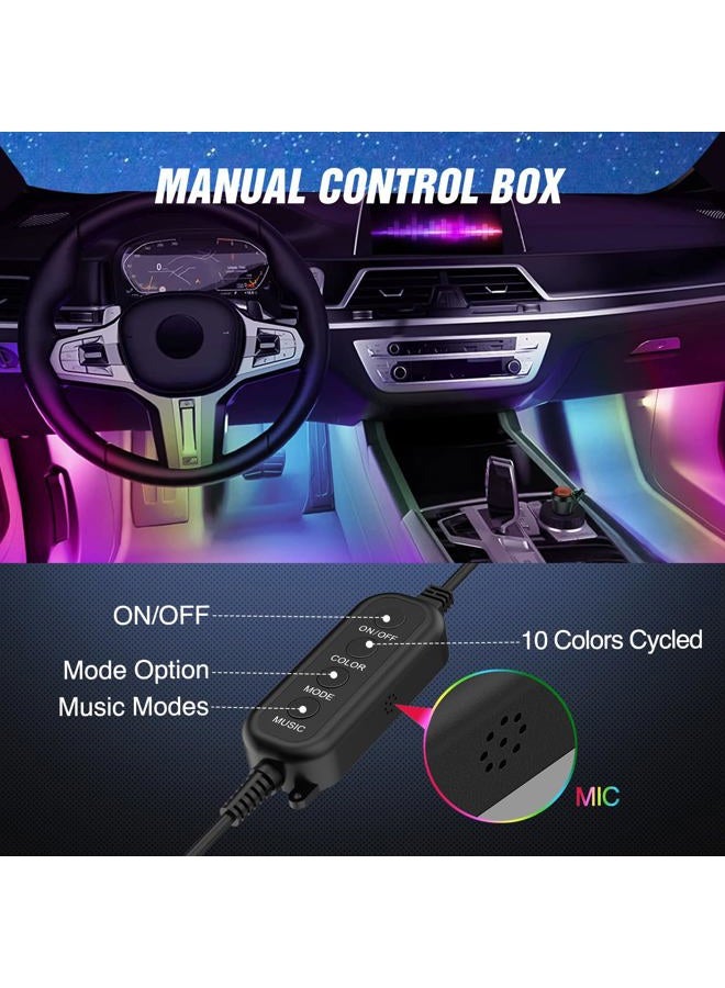 Nilight 4PCS Interior Car Strip Lights Cigarette Lighter Dream Color RGB-IC 12V DC with App Remote Control Multicolor Under Car Dash Lighting 2 Lines Design Music Sync Mode for Cars Truck ATV UTV - Image 4