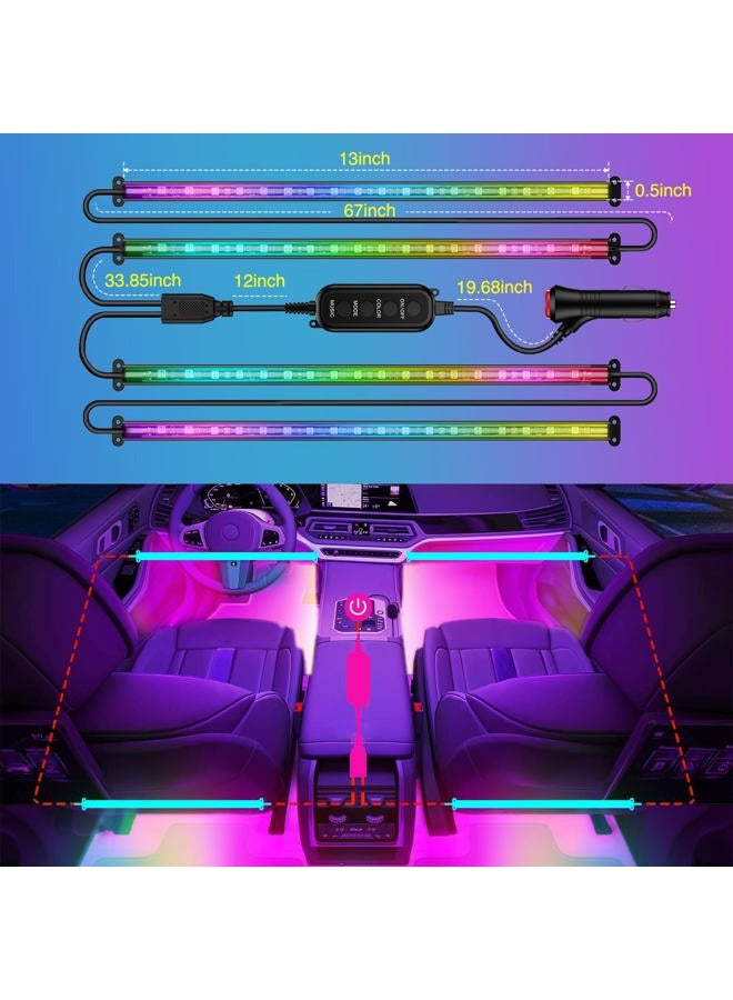 Nilight 4PCS Interior Car Strip Lights Cigarette Lighter Dream Color RGB-IC 12V DC with App Remote Control Multicolor Under Car Dash Lighting 2 Lines Design Music Sync Mode for Cars Truck ATV UTV - Image 5