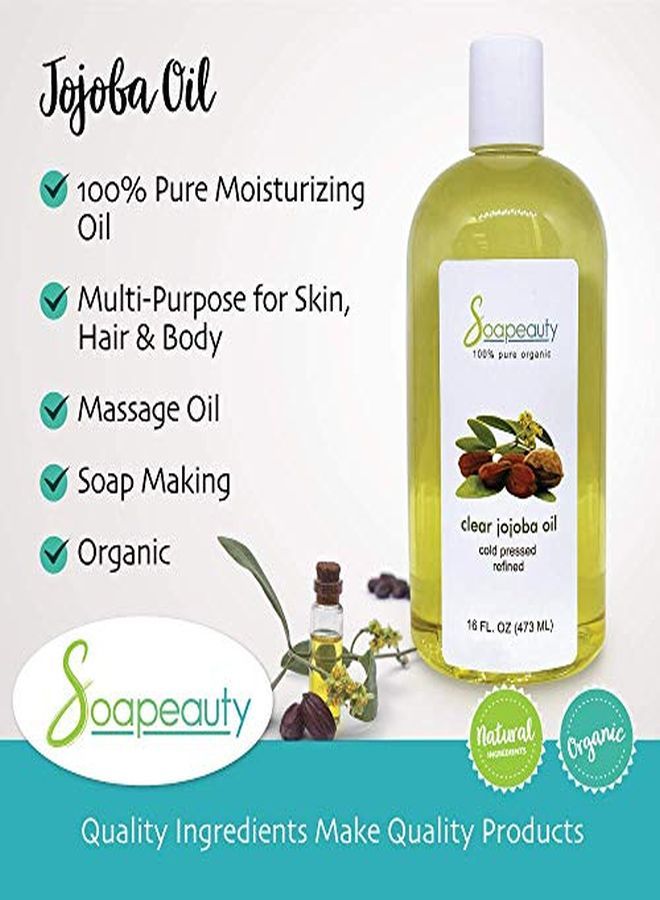 Soapeauty Clear Jojoba Oil Organic Cold Pressed | 100% Pure Natural Jojoba Oil | Carrier For Essential Oils, Moisturizer For Skin, Face & Hair, Massage, Soap Making | Sizes 4Oz To 7Lbs | (32Oz) - Image 2