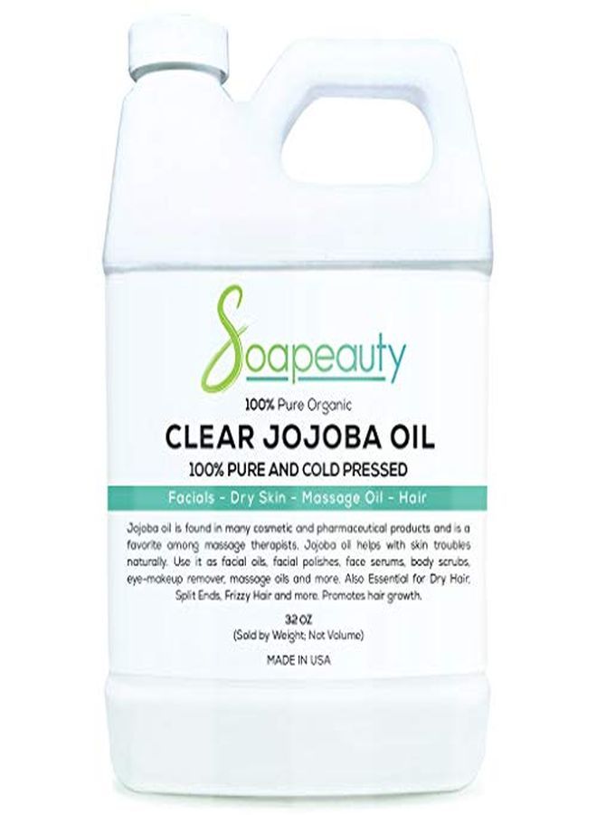 Soapeauty Clear Jojoba Oil Organic Cold Pressed | 100% Pure Natural Jojoba Oil | Carrier For Essential Oils, Moisturizer For Skin, Face & Hair, Massage, Soap Making | Sizes 4Oz To 7Lbs | (32Oz) - Image 1
