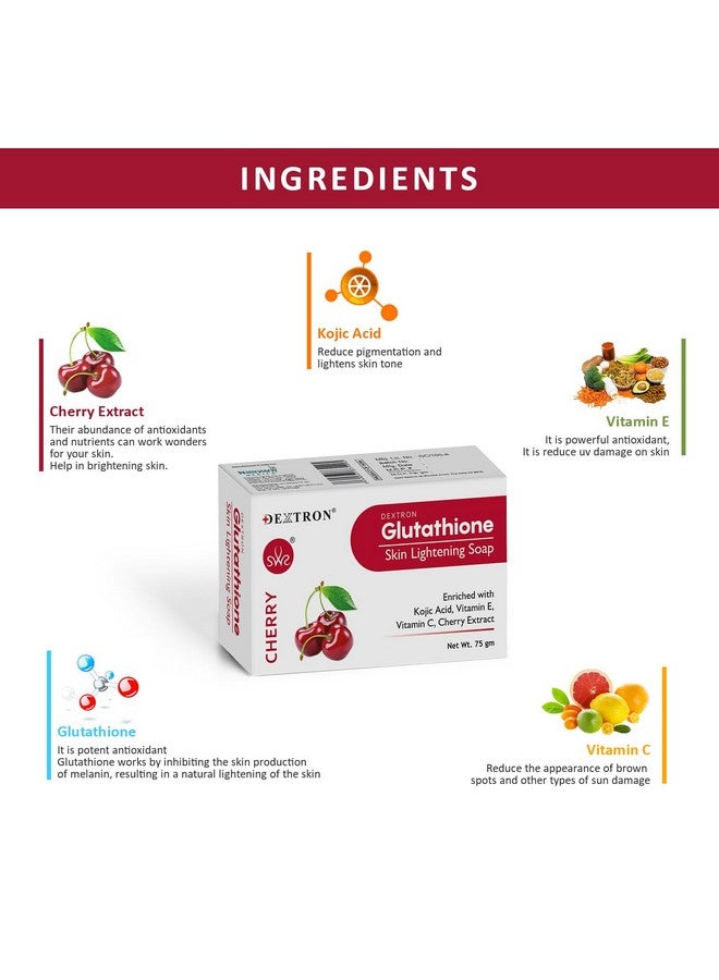 House Tools Dextron Glutathione Skin Lightening Soap with Cherry Extract 450g (PACK OF 6) - Image 2