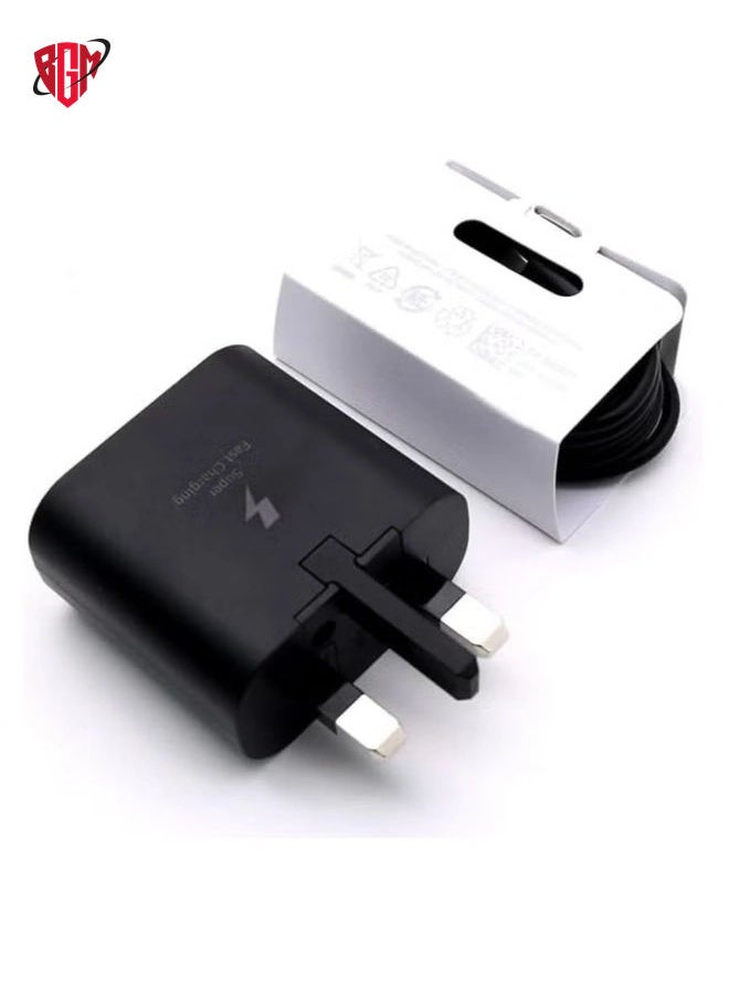 BGM - UK USB C Plug & Cable 45W Charger For Samsung FAST Charge Adapter 3 Pin Mains Wall Charging for galaxy Mobile phone S 24 ULTRA S23 ultra FE S 22 S 21 fe 20 note 20 ultra 10 9 8 a14 a34 a54 - Image 1