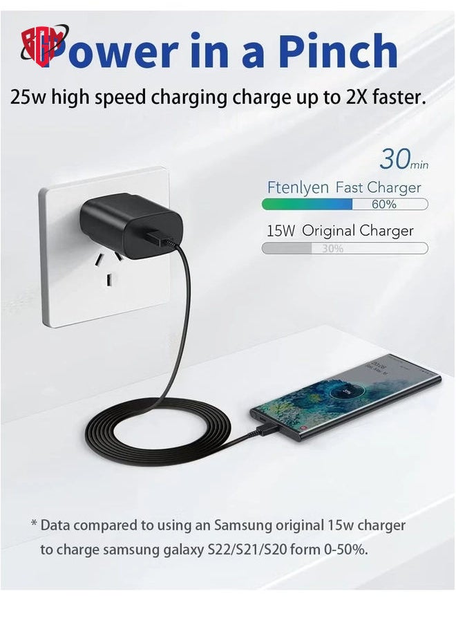 BGM - UK USB C Plug & Cable 45W Charger For Samsung FAST Charge Adapter 3 Pin Mains Wall Charging for galaxy Mobile phone S 24 ULTRA S23 ultra FE S 22 S 21 fe 20 note 20 ultra 10 9 8 a14 a34 a54 - Image 1