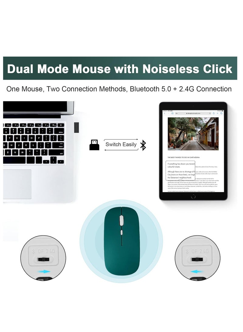 Wireless Keyboard and Mouse Combo Bluetooth Keyboard Mouse Set with Rechargeable Battery Green - Image 3