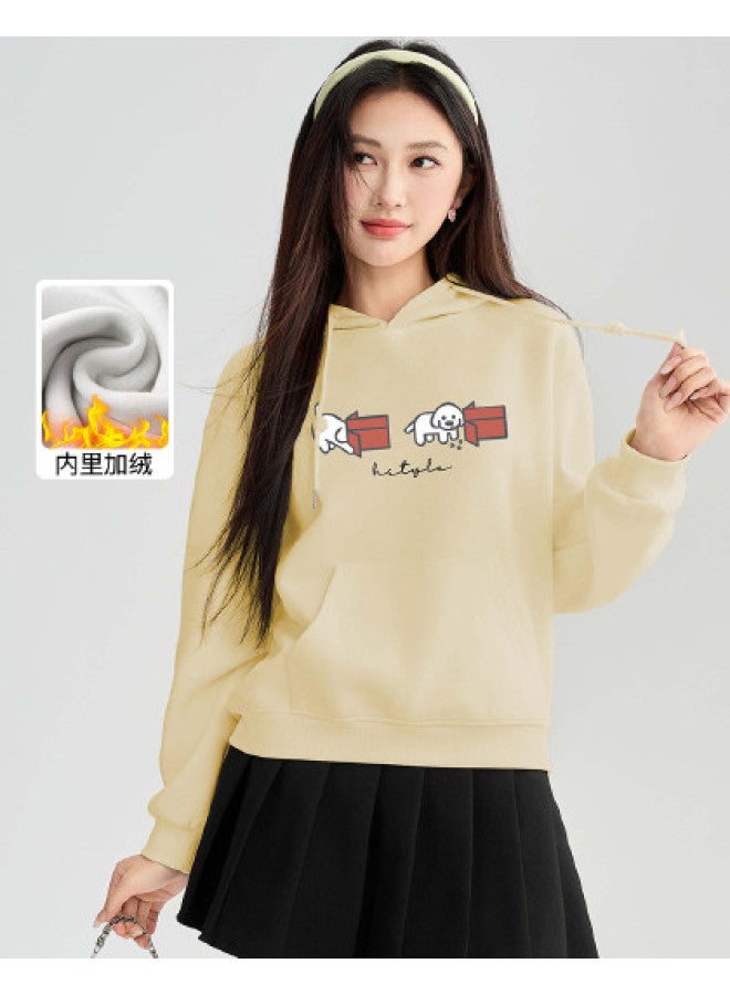 Hstyle Hooded Fleece-lined Thickened 2025 Women's Casual Loungewear Hoodie With Premium Print Design - Image 1