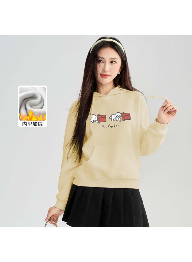 Hstyle Hooded Fleece-lined Thickened 2025 Women's Casual Loungewear Hoodie With Premium Print Design - Image 2