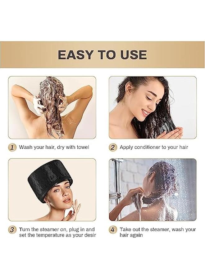Hair Steamer for Natural Hair Home Use Thermal Heat Cap for Deep Conditioning w/10-level Heats Up Quickly 3 Timer Settings Steamer Cap for Black Hair Deep Conditioner Hot Hair Oil Treatment - Image 4