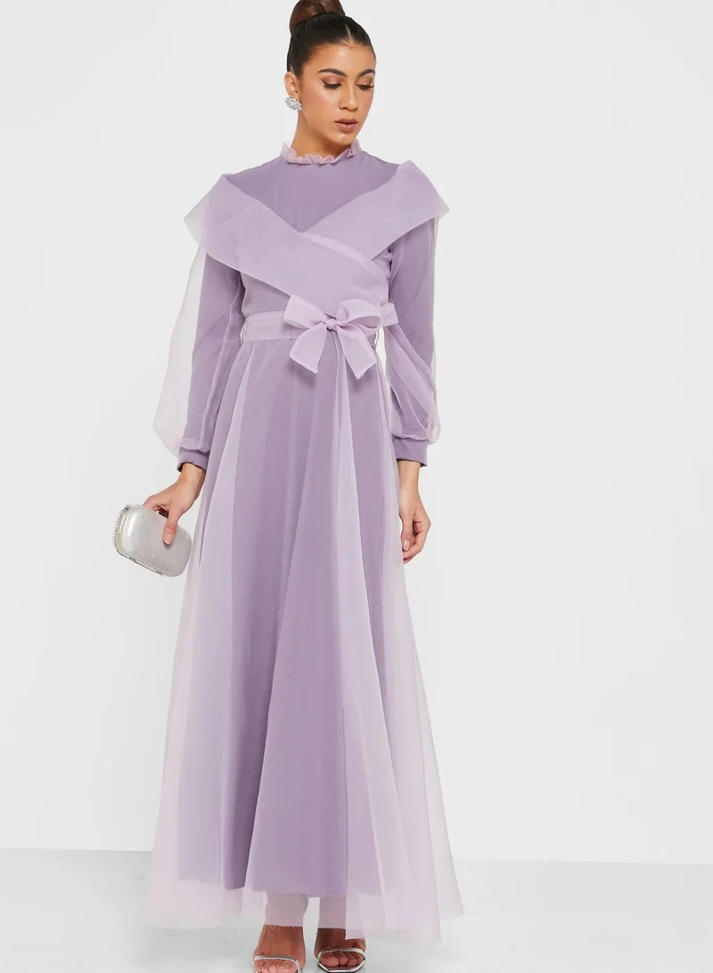 Khizana Tulle Overlay Maxi Dress