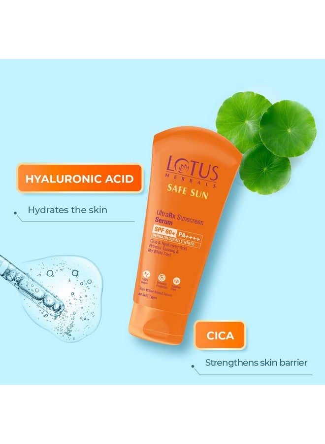 LOTUS HERBALS Ultrarx Sunscreen Serum Spf 60+ Pa++++ | No White Cast | No Breakouts | Cica & Hyaluronic | Dermatologically Tested | 75Gm  - Image 4